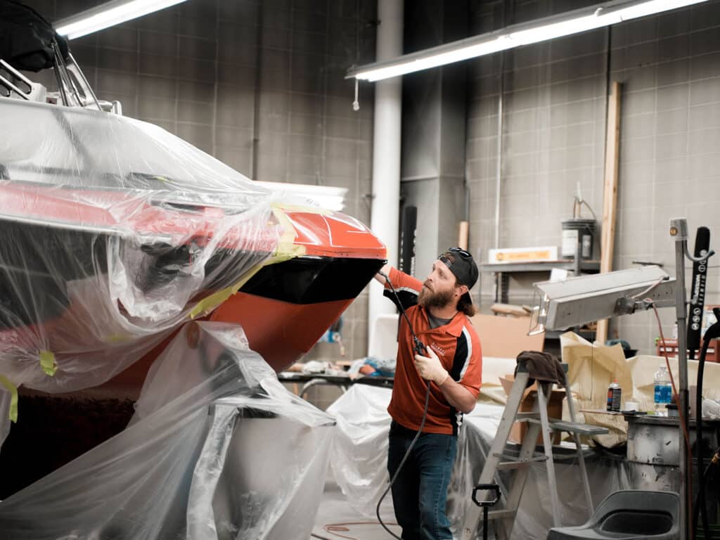 Unwrapping a new boat