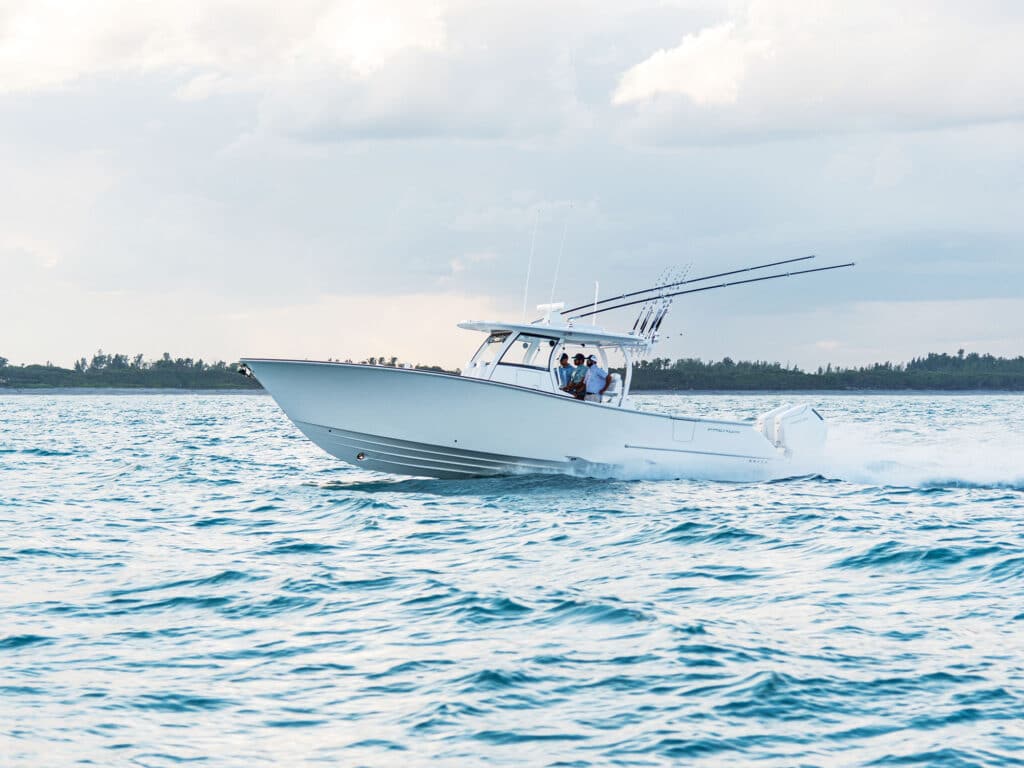 Phenom Yachts 37 running near shore