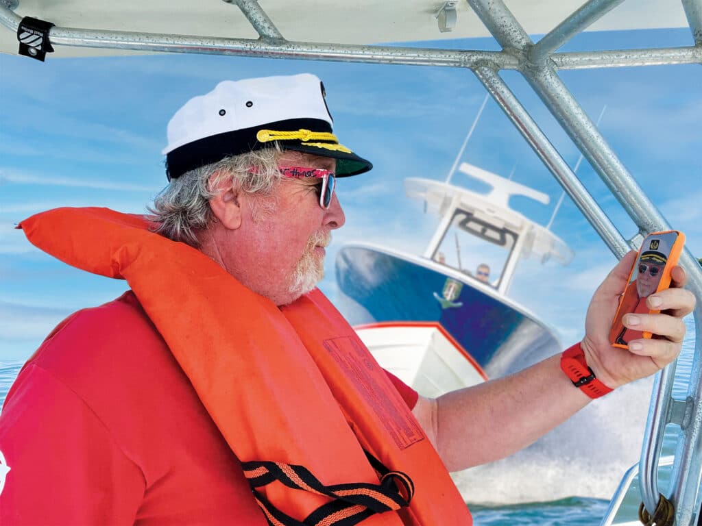 Boater distracted at the helm