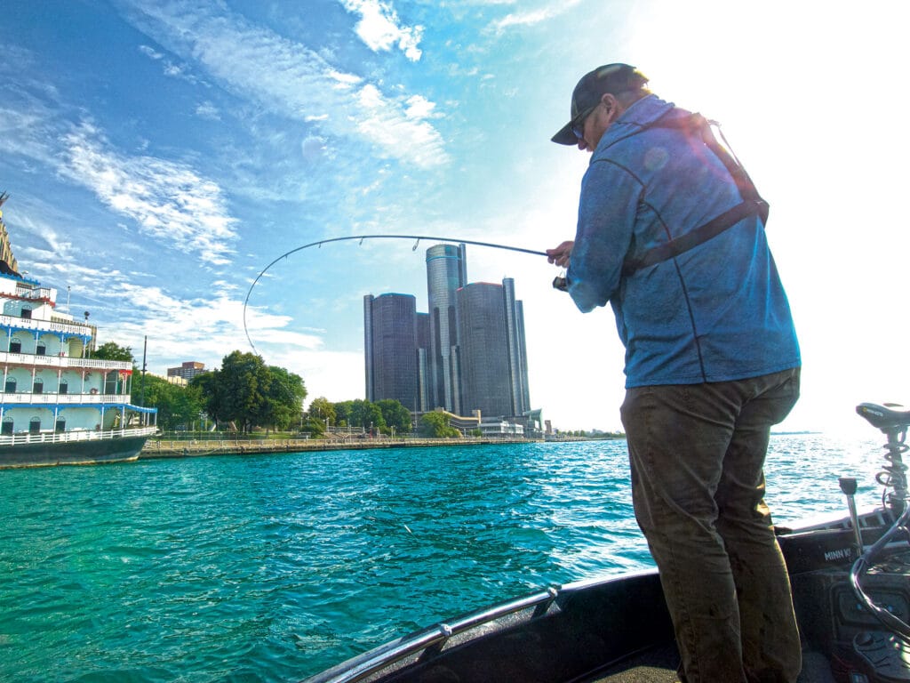 Fishing along the Detroit shoreline