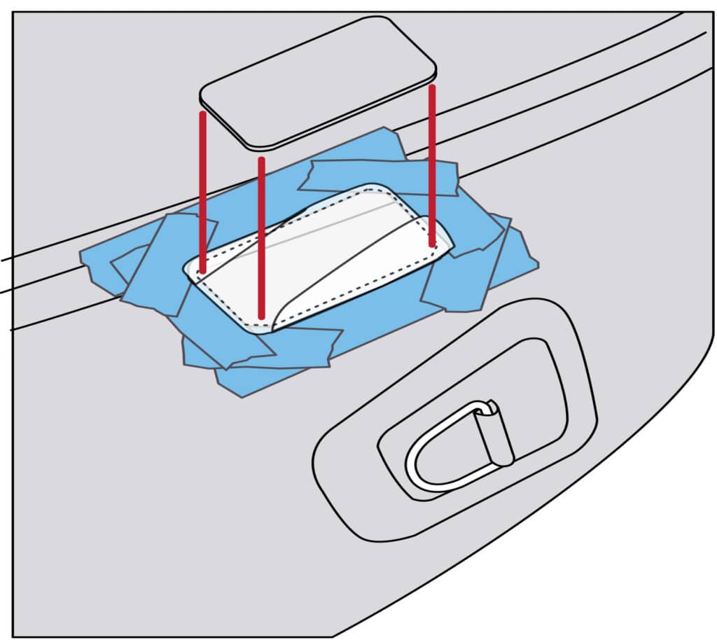 Placing the dinghy patch