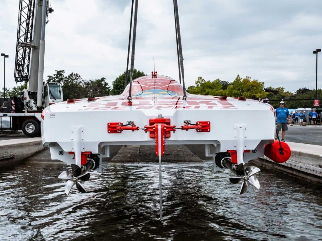 Surface drives on a racing boat