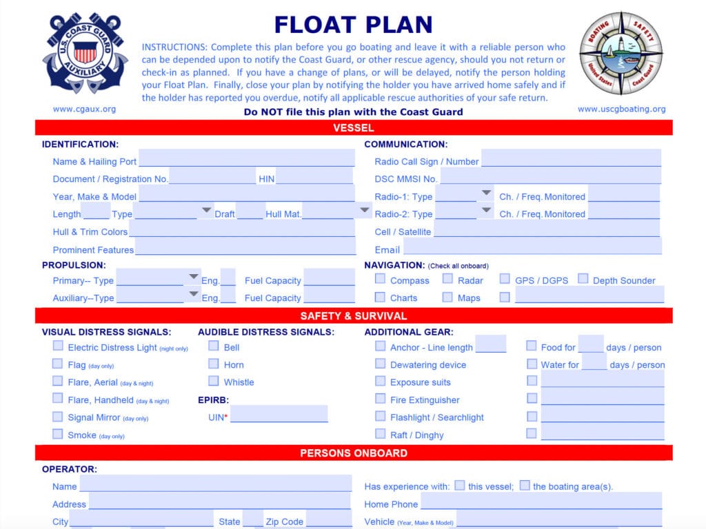 Float plan example