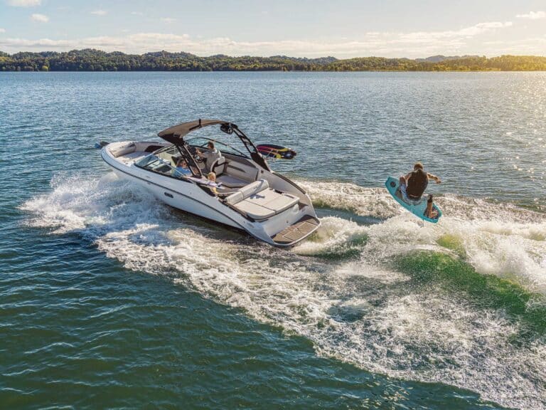 Wakesurfing behind a forward drive