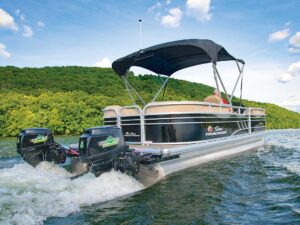 Pontoon boat running with Elco outboards