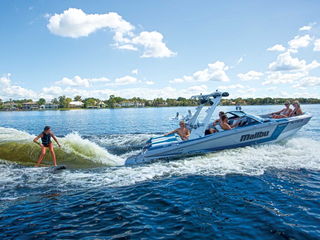 Rider wakesurfing safely