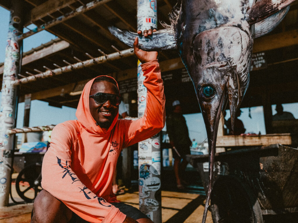 Emmanuel Williams with his swordfish