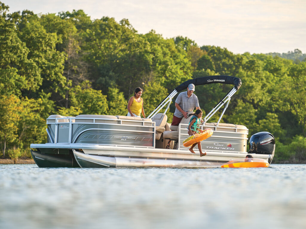 Sun Tracker Party Barge 22 DLX out for fun