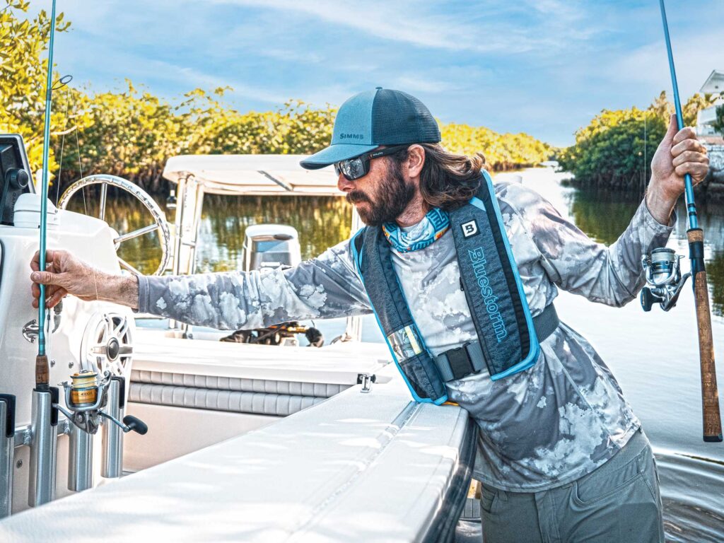 Angler wearing a life jacket