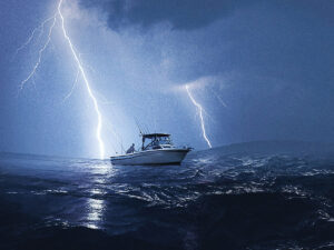 Boat in a lightning storm