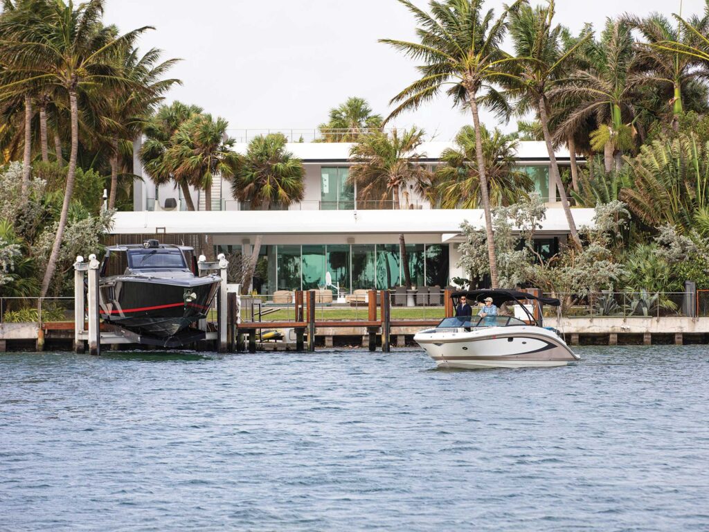 Rental boat on the water