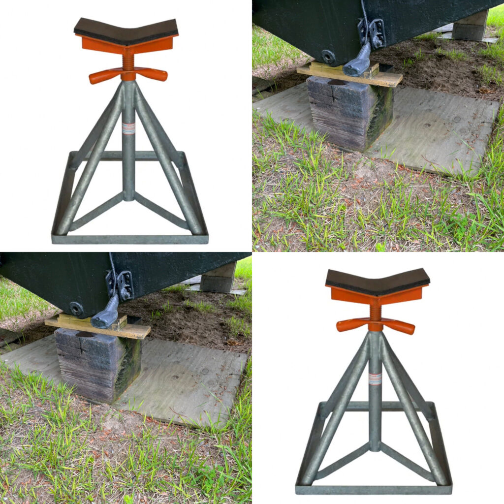 Blocking a boat with stands