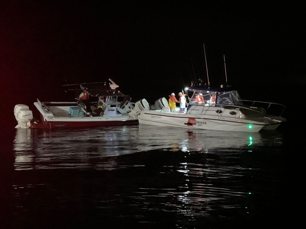 Boats after colliding
