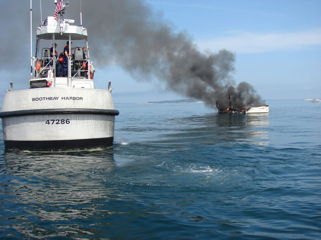Boat on fire