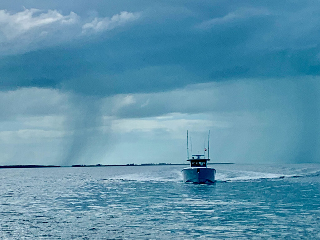 Bad weather heading towards boat