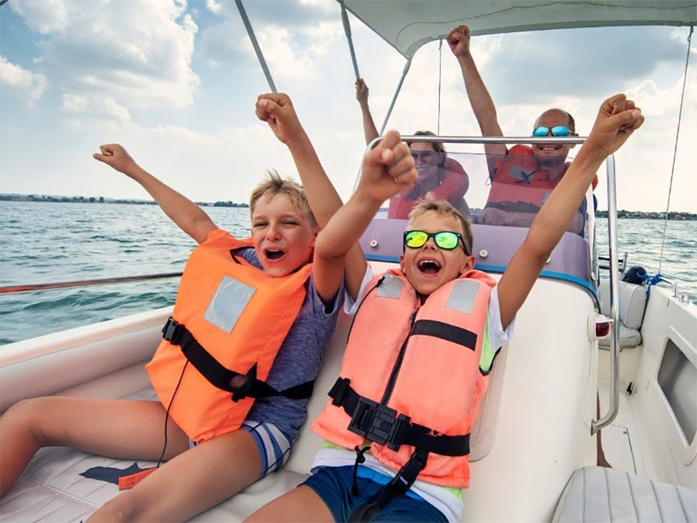 Boating family on the water