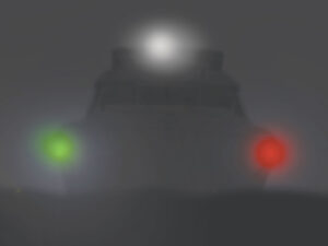 Boat with nav lights turned on
