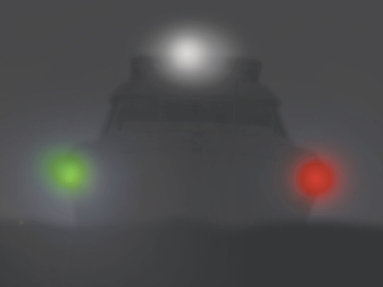 Boat with nav lights turned on