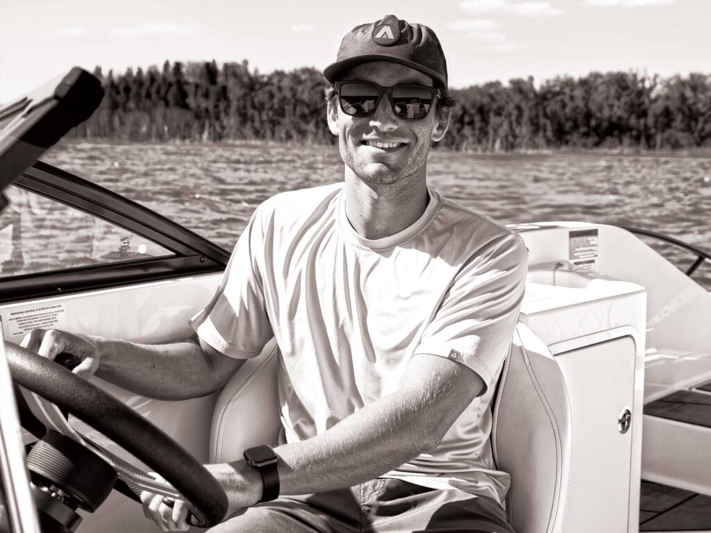 Gordon Harrison at the helm