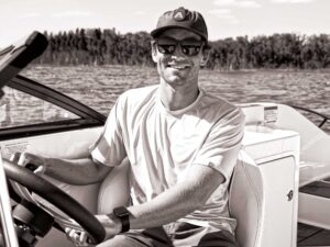 Gordon Harrison at the helm