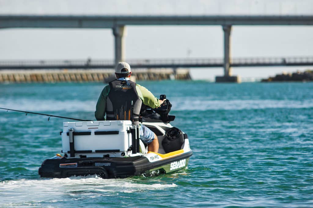 Fish Pro cruising through inlet