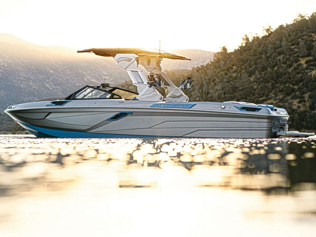 Boat with a wake tower