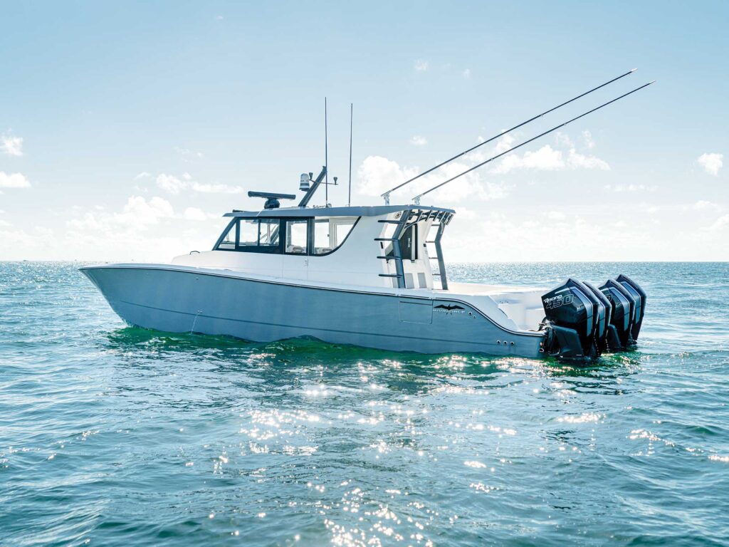 Invincible 46 Pilothouse near the beach