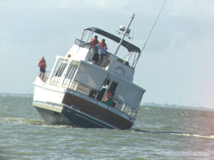 Crew donning life jackets in an emergency