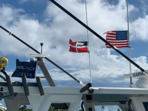 Bahamas and U.S. flag on a boat